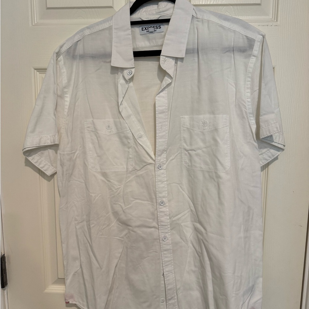 Express Men's Casual White Button Down Shirt